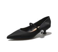 Tacchi Alti a Punta da Donna Sexy Shallow Mouth Strass Slip on Smart Party Work Banquet Scarpe comode Eleganti Classiche Court Shoes Black 38