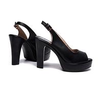 Tacchi alti con plateau da donna Scarpe Mary Jane Open Toe Tacco grosso a blocchi Fibbia con cinturino sul retro Décolleté con slip on Sandali estivi in pelle PU Scarpe da ufficio formali,Nero,37