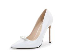 Tacchi Alti da 12 cm/4,72 Pollici per Donna | Eleganti décolleté a Punta Slip-on per Matrimoni, Occasioni Nuziali, Balli in Maschera,Bianca,37 EU