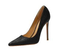 Tacchi Alti da 12 cm per Donna | Scarpe con Tacco a Spillo a Punta in Vera Pelle per Matrimoni, Balli, Ufficio, Eventi aziendali | Taglie Grandi,Nero,40 EU