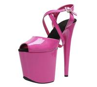 Tacchi Alti da 8 Pollici da Donna | Sandali con Plateau e Punta Aperta, altissimi, Perfetti per Pole Dance, Night Club, Striptease e Feste in Maschera,Peach,38 EU