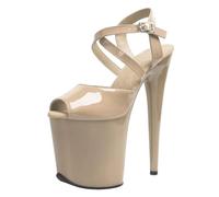 Tacchi Alti da 8 Pollici da Donna | Sandali con Plateau e Punta Aperta, altissimi, Perfetti per Pole Dance, Night Club, Striptease e Feste in Maschera,Nude,42 EU