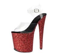 Tacchi Alti da 8 Pollici da Donna | Sandali con Plateau e Punta Aperta, altissimi, Perfetti per Pole Dance, Night Club, Striptease e Feste in Maschera,Rosso,36 EU