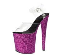 Tacchi Alti da 8 Pollici da Donna | Sandali con Plateau e Punta Aperta, altissimi, Perfetti per Pole Dance, Night Club, Striptease e Feste in Maschera,Viola,37 EU