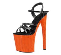 Tacchi Alti da 8 Pollici da Donna | Sandali con Plateau e Punta Aperta, altissimi, Perfetti per Pole Dance, Night Club, Striptease e Feste in Maschera,Arancia,38 EU