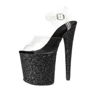 Tacchi Alti da 8 Pollici da Donna | Sandali con Plateau e Punta Aperta, altissimi, Perfetti per Pole Dance, Night Club, Striptease e Feste in Maschera,Nero,35 EU