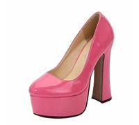 Tacchi Alti da Donna, 14 CM Tacco Spesso Donna Slip on Décolleté A Spillo Scarpe con Punta Chiusa Scarpe con Plateau E Tacco Alto Taglie Forti Unisex,Rosa,43 EU