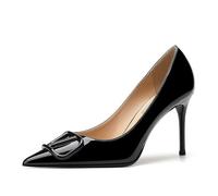 Tacchi Alti da Donna francesi a Punta Shallow Mouth Temperamento Scarpe da Lavoro Slip on Eleganti Confortevoli Banchetto Classico Scarpe da Matrimonio Nightclub Black 37