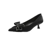 Tacchi Alti da Donna Temperamento Francese a Punta Shallow Mouth Dolce Fiocco Antiscivolo Scarpe da Sposa Damigella d'Onore retrò Elegante Corte Banchetto Scarpe Black 38