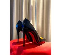 Tacchi alti Damen - Pumps in pelle verniciata classica con suola rossa e tacco a spillo da 10 cm CN34,CN35,CN36,CN37,CN38,CN39,CN40Colore unico