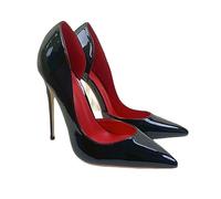 Tacchi Alti dessi per Donna a Punta Sexy - décolleté in Pelle Lucida da 12 cm - Scarpe da Cerimonia per Ospiti di Matrimonio, Eleganti Stivaletti Carini