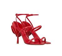 Tacchi Alti Sandali High Heels Tacco Spillo Punta Tonda Aperta Donna Cinturino alla Caviglia Fiori per Feste Matrimoni Appuntamenti 9,5 Cm-Red||43