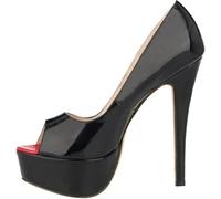 Tacchi alti sexy con punta aperta, plateau da donna, in pelle laccata super alta, con tacco alto, scarpe rosse, matrimonio, tacchi a spillo, Nero , 37 EU