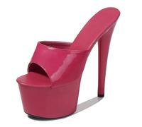Tacchi altissimi da 17 cm da Donna | Sandali Stiletto Sexy per Matrimoni, Discoteche, Pole Dance/Strip Dance | Supporto Plantare e Design Antiscivolo,Deep Pink,37 EU