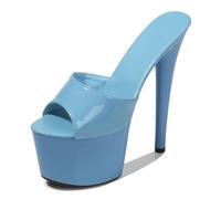 Tacchi altissimi da 17 cm da Donna | Sandali Stiletto Sexy per Matrimoni, Discoteche, Pole Dance/Strip Dance | Supporto Plantare e Design Antiscivolo,Blu,35 EU