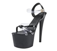 Tacchi altissimi da 17 cm per Donna | Sandali Sexy con Cinturini per Matrimoni, Lauree, Discoteche, Pole Dance | Suola Antiscivolo,Nero,34 EU