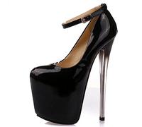Tacchi altissimi per Uomo e Donna Piattaforma da 22 cm Cinghie Sexy Décolleté da Donna Tacchi Neri Nudi Scarpe da Sera Fetish universali,Nero,42