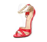 Tacchi da Ballo Professionali da Donna - Scarpe da Pole Dance con Tacco a Spillo da 16 cm e Cinturini alla Caviglia bloccabili - Scarpe da Ballo in Maschera,Rosso,42 EU