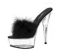 Tacchi da Donna Sandali con Plateau 15 Cm/5.9IN Tacco Alto da Donna Sexy Spogliarellista Performance sul Palco Pole Dancing Nightclub Party Taglie Forti Unisex,Nero,34 EU