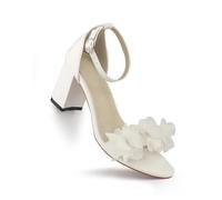 Tacchi da Sposa da Donna Sandali con Tacco A Spillo Bianchi da Donna, con Fiori, Scarpe da Sposa Estive, Scarpe da Festa, Scarpe con Tacco A Spillo Aperte alla Moda(43)