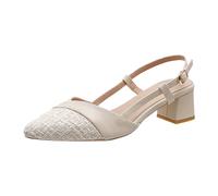 Tacchi Donna Eleganti Scarpe Estive Sandali Estivi Pendenza Del Fondo Spessa e All'Esterno Indossando Punta Quadrata Freddo Trascina Scarpe da Donna In Sandali Con Tacco Basso Sandalo (Beige 37)