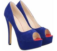 Tacchi Donna Scarpe da Donna con Tacco Alto da 14,0 cm, con Plateau e Tacco Sottile, for Feste e Balli, Rosse, da Sposa(Blue,35)