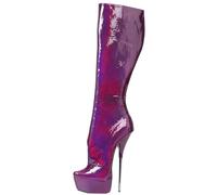 Tacchi Donna Tacchi Alti 20cm Ginocchiera Stivali Alti Scarpe da Ballo del Polo Color Fantasy,#21-43