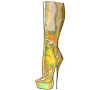 Tacchi Donna Tacchi Alti 20cm Ginocchiera Stivali Alti Scarpe da Ballo del Polo Color Fantasy,#7-39