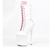 Tacchi Donna Tacchi Alti Sexy 20CM Blocco Colore Tacco Sottile Impermeabile Piattaforma Modello Pole Dance Scarpe,White-38