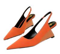 Tacchi heels Scarpe da banchetto con tacco alto 6,5 cm, verdi e rosse, cinturino posteriore cavo Sandali donna con tacco(Orange Red,35)
