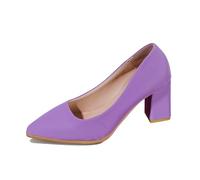 Tacchi per renderti più alto da donna tinta unita taglie forti casual versatile traspirante a punta bocca poco profonda abbigliamento formale scarpa a pedale un piede, Viola, 39.5 EU