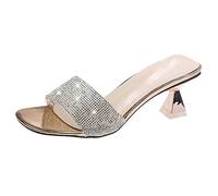 Tacchi più Taglia da Donna Summer Sumqua Square Sinestone Scherzo Slifori puntate con Tacchi Alti con Tacchi Alti Donne Donne Gold Solver Sandal Shoesgold, 3.5 Regno Unito