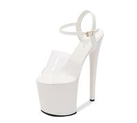 Tacco Alto da Donna 20 cm Tacchi Alti Sexy Spogliarellista Performance sul palco Pole Dance Tacchi Alti Discoteca Party Dance Tacchi Alti Taglie Forti Unisex,Bianca,40 EU