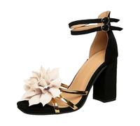 Tacco Donna Sandali Gioiello Estivi Eleganti Sandali Con Tacco a Spillo e Spesso e Comodi da Donna Con Fiori Metallici Eleganti Sandalo (White 38)