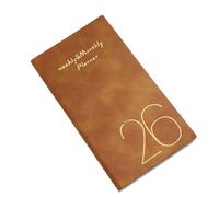 Taccuino 2026 settimane e mensile, 120 pagine, a righe, datato, formato tascabile, agenda accademica per la pianificazione giornaliera, 9,4 x 17,9 cm in pelle