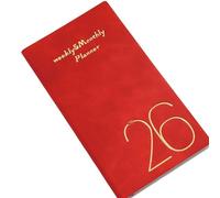Taccuino 2026 settimane e mensile, 120 pagine, a righe, datato, formato tascabile, agenda accademica per la pianificazione giornaliera, 9,4 x 17,9 cm in pelle