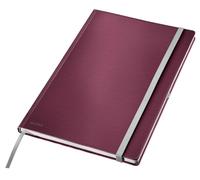 Taccuino a quadretti A4 stile Leitz, copertina rigida, 160 pagine, 80 fogli, carta certificata FSC da 100 g/m², fascia elastica e segnalibro, per ufficio e casa, rosso, 44761028