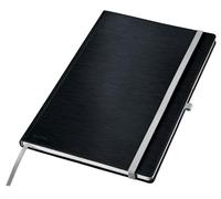 Taccuino a quadretti A4 stile Leitz, copertina rigida, 160 pagine, 80 fogli, carta certificata FSC da 100 g/m², fascia elastica e segnalibro, per ufficio e casa, nero, 44761094