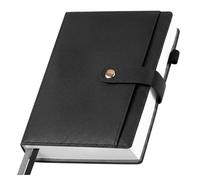 Taccuino a righe formato A5, per donne e uomini, con copertina rigida per scrivere, 320 pagine, carta spessa 100 g/m², diario giornaliero per lavoro, scuola, prendere appunti, affari, viaggi (nero)