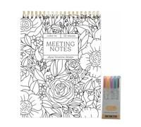 Taccuino a spirale colorato e agenda giornaliera con design floreale, con evidenziatori, 21,6 x 27,9 cm, fiori, note per riunioni, libri da colorare, agenda giornaliera per ADHD, miscela creatività e