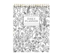 Taccuino a spirale colorato e agenda giornaliera con design floreale, con evidenziatori, 21,6 x 27,9 cm, fiori, note per riunioni, libri da colorare, agenda giornaliera per ADHD, miscela creatività e