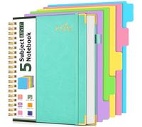 Taccuino a spirale con copertina rigida, 21,6 x 27,9 cm, con divisori rimovibili, 300 pagine, organizer per lavoro, scuola, quaderno in pelle per 5 argomenti, a righe universitarie, grande diario a