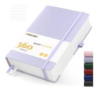 Taccuino A5 a quadretti - copertina rigida in pelle con 360 pagine di carta spessa 100 g/mq, notebook per donne, uomini, scrittura, scuola, ufficio, 14,5 x 21 cm, viola