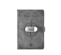 Taccuino A5 con password di 200 pagine, cancelleria, protezione dei segreti, con lucchetto, resistente alle macchie, scrittura fluida, diario di viaggio per ufficio casa (grigio)