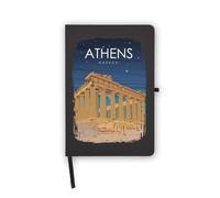 Taccuino Acropoli di notte di Atene Grecia, pagine bianche, copertina in ecopelle, agenda, diario, quaderno di lavoro