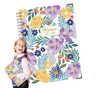 Taccuino ad anelli, agenda calendario | Agenda spessa A5 con design floreale, blocco note inglese luglio 2025-giugno 2026 per schizzi Bullet Journaling prendere appunti College Law Work Research