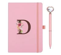 Taccuino Appunti di Viaggio in Pelle PU con Penna Diamante Cuore Rosa Quaderno Scrittura A5 iniziale Diario quaderni per donne ragazza Compleanno Pasqua Festa Della Mamma Regalo per Amica Studenti(D)