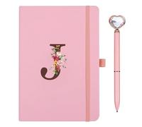 Taccuino Appunti di Viaggio in Pelle PU con Penna Diamante Cuore Rosa Quaderno Scrittura A5 iniziale Diario quaderni per donne ragazza Compleanno Pasqua Festa Della Mamma Regalo per Amica Studenti(J)