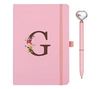 Taccuino Appunti di Viaggio in Pelle PU con Penna Diamante Cuore Rosa Quaderno Scrittura A5 iniziale Diario quaderni per donne ragazza Compleanno Pasqua Festa Della Mamma Regalo per Amica Studenti(G)