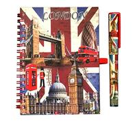 Taccuino con bandiera Union Jack e penna, blocco note e regalo con bandiera britannica, souvenir di Londra, libro di icone famose di Londra, taccuino con bandiera Union Jack e penna, stazione di Big